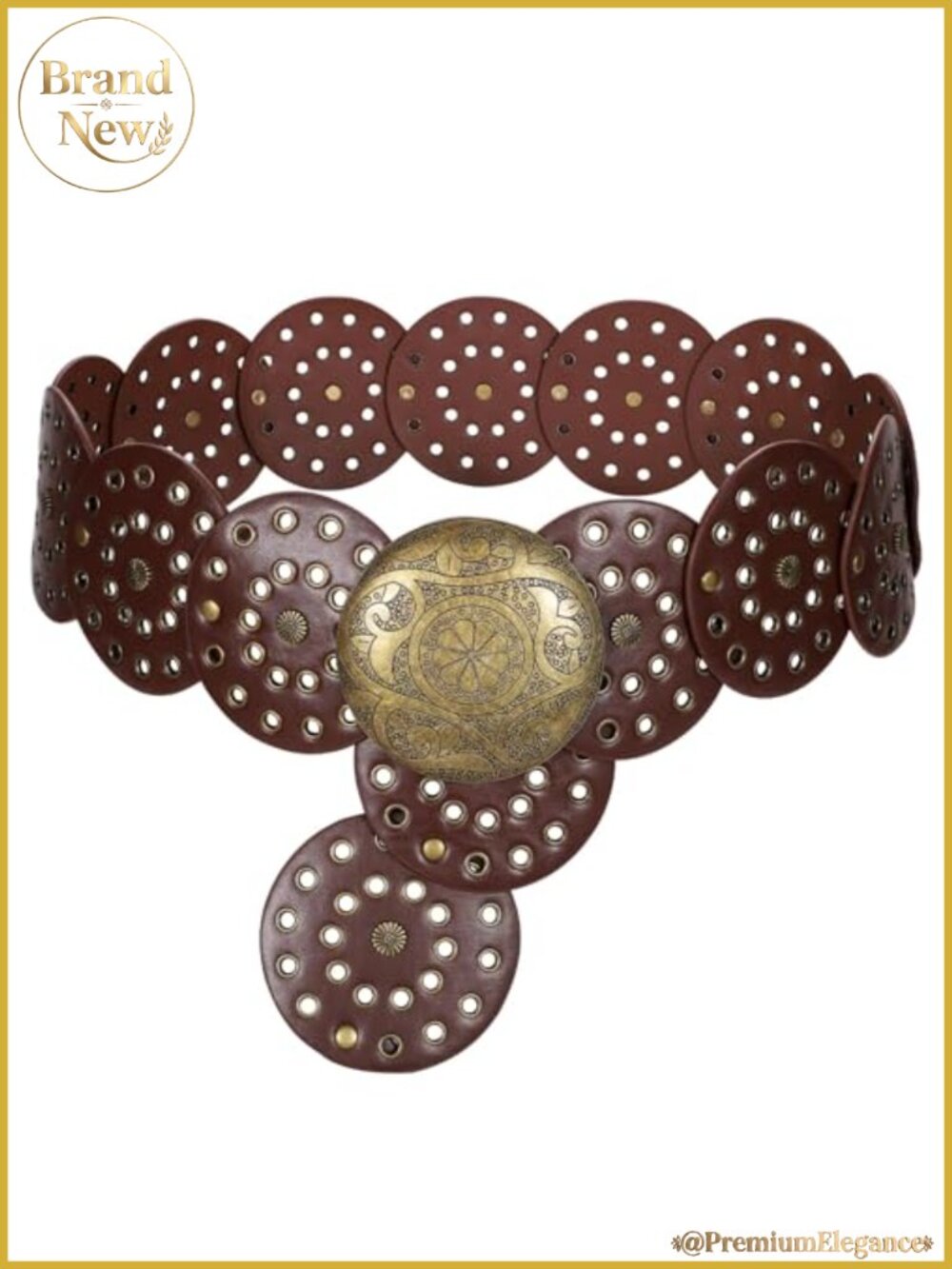 WERFORU Women Vintage PU Leather Belt Western Disc Waist Boho Belt